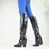 COWBOYSTIEFEL DAMENSCHUHE SPITZE I KNIEHOHE STIEFEL AUS KUNSTLEDER